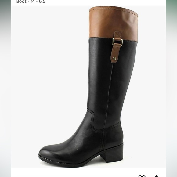 FRANCO SARTO “LIZBETH” BLACK BROWN KNEE HIGH LEATHER RIDING BOOTS EUC size 7.5 - Picture 3 of 16